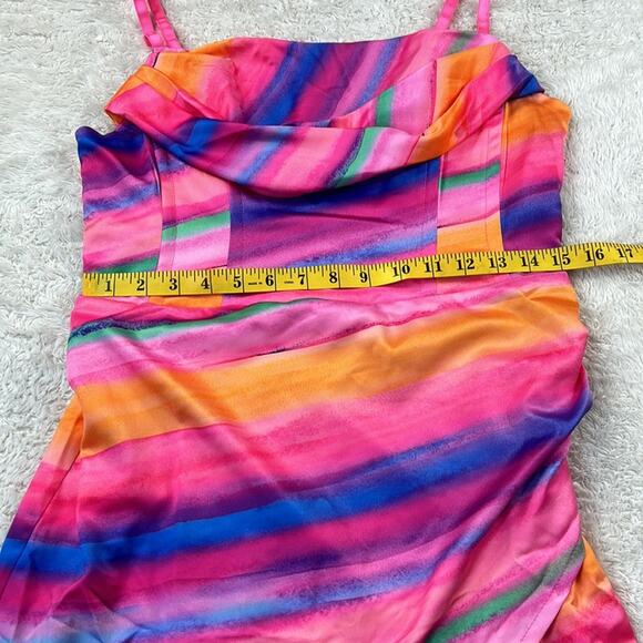 First Distraction the label pink watercolor satin corset dress, 10 UK 14 NWT - Picture 6 of 9